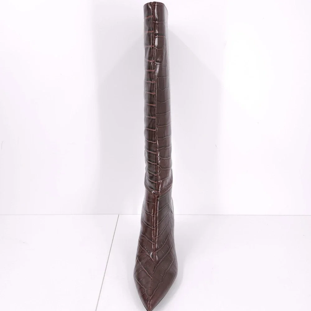 Guess Wayla Dark Brown Knee High Tall Pointed Toe Stiletto Boots Womens Size 8 M - Picture 13 of 15